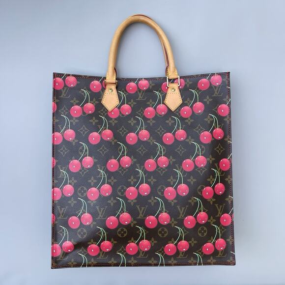 Louis Vuitton Handbags - Louis Vuitton Cerise Cherry Sac Plat Brown Monogram Canvas Tote Takashi Murakami